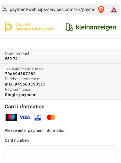 Beispiel: Kreditkartenabfrage (Käufer-Scam)